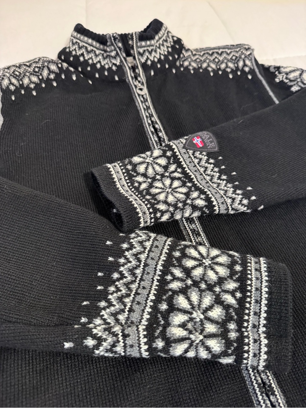 Dale of Norway 100% Wool Double Zip-Up Nordic fair isle Sweater Cardigan L - Picture 3 of 13